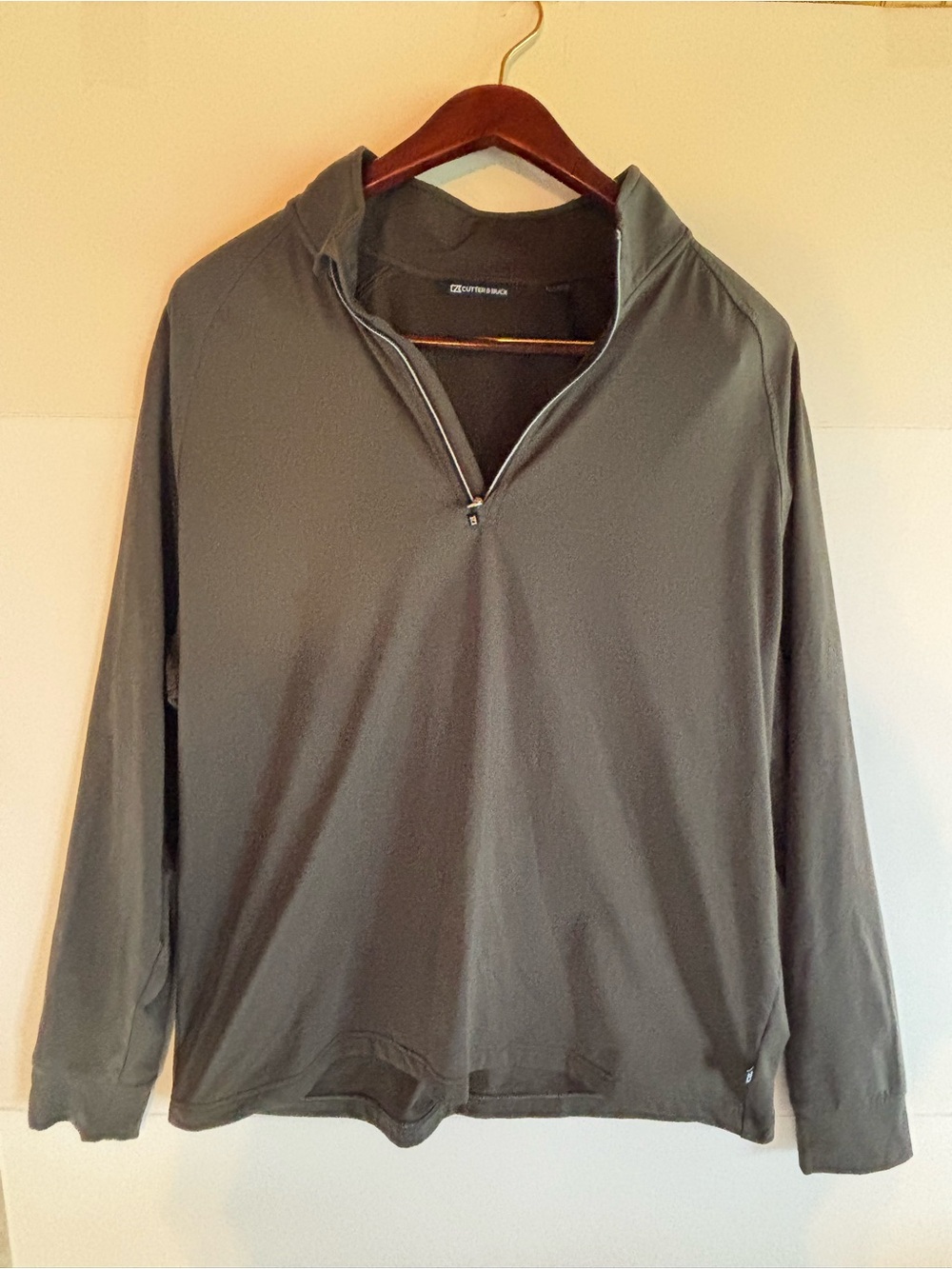 Cutter & Buck Men's Olive Zip-Neck Pullover